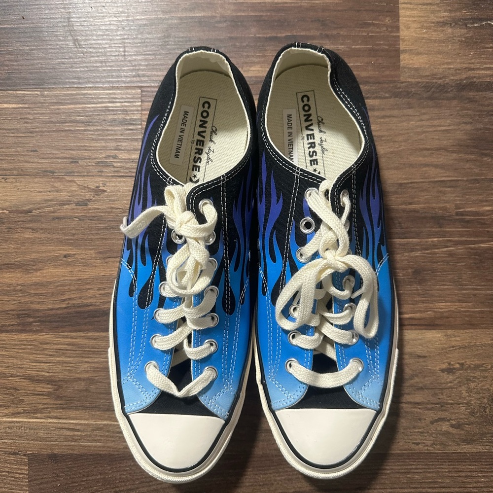 Converse All Star Low Top White Sneakers with Black Accents - Picture 2 of 7